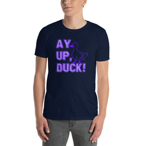 ay up duck t shirt navy